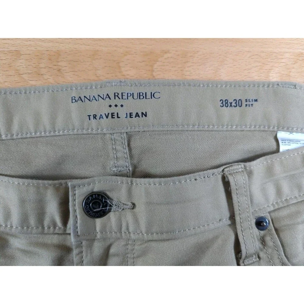 Banana Republic Traveler Men's Pants Measure 40x29 Khaki Beige Slim Fit Chino